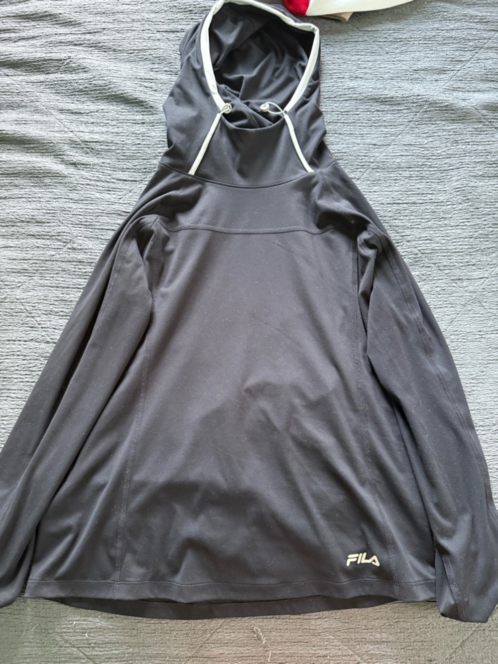 FILA Black Hooded Long-Sleeve Pullover with White Trim